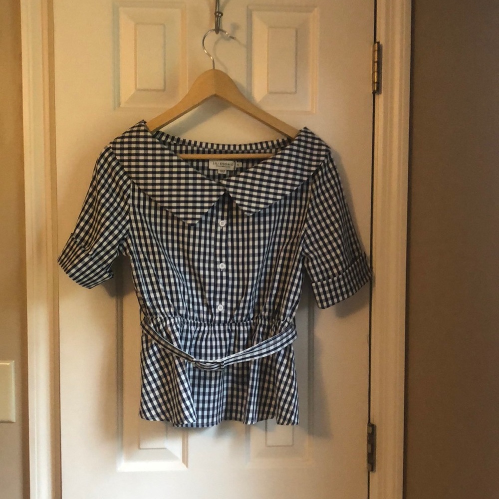 Gingham peplum top